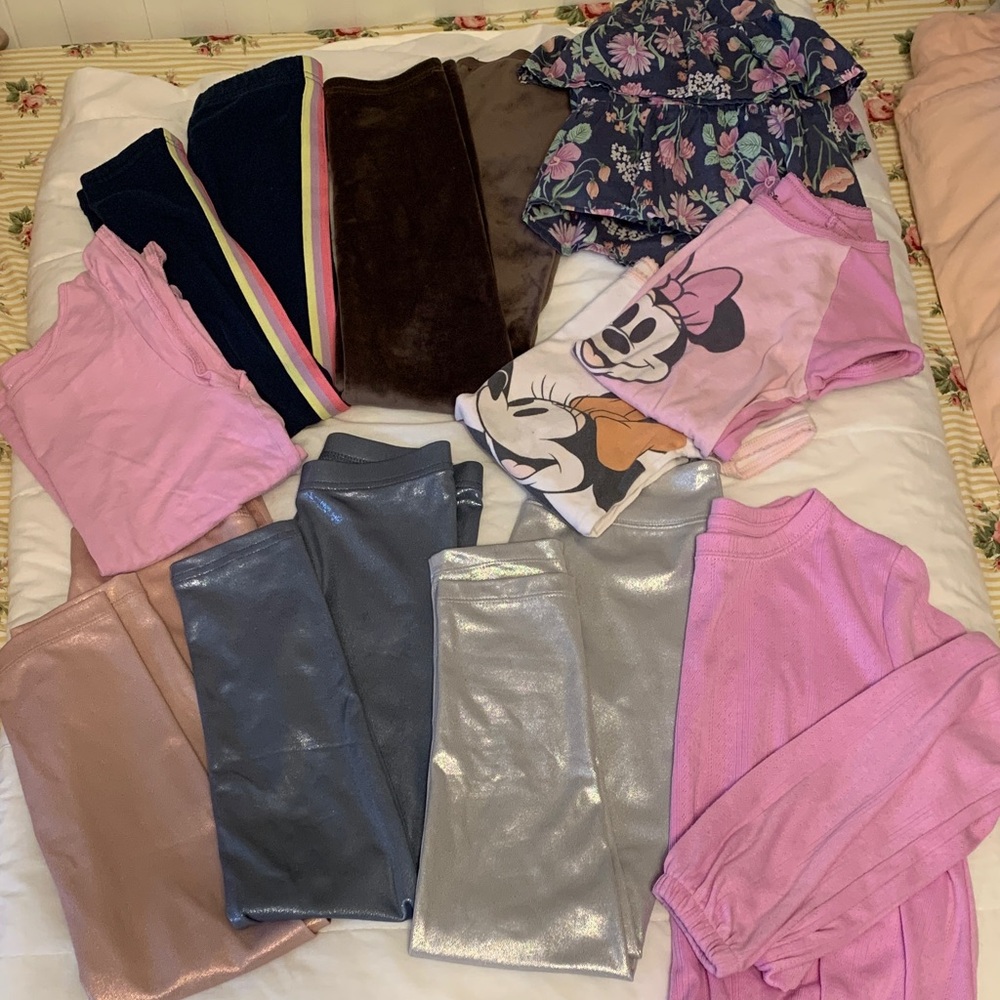 Girls' Ten Piece Sz 6/7T bundle with Metallic and velvet  Leggings